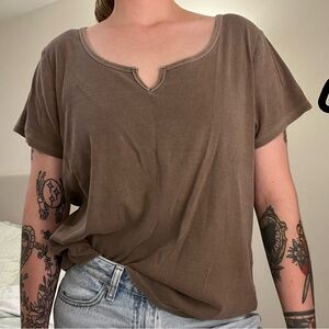 Old Navy Brown Short Sleeve Ribbed Tee